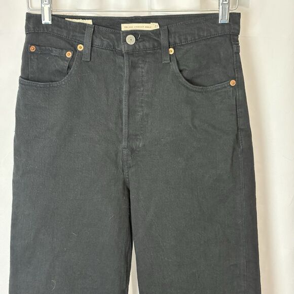 Levis Jeans Women 27 Black Ribcage Straight Ankle High Rise Stretch Classic - Picture 3 of 7